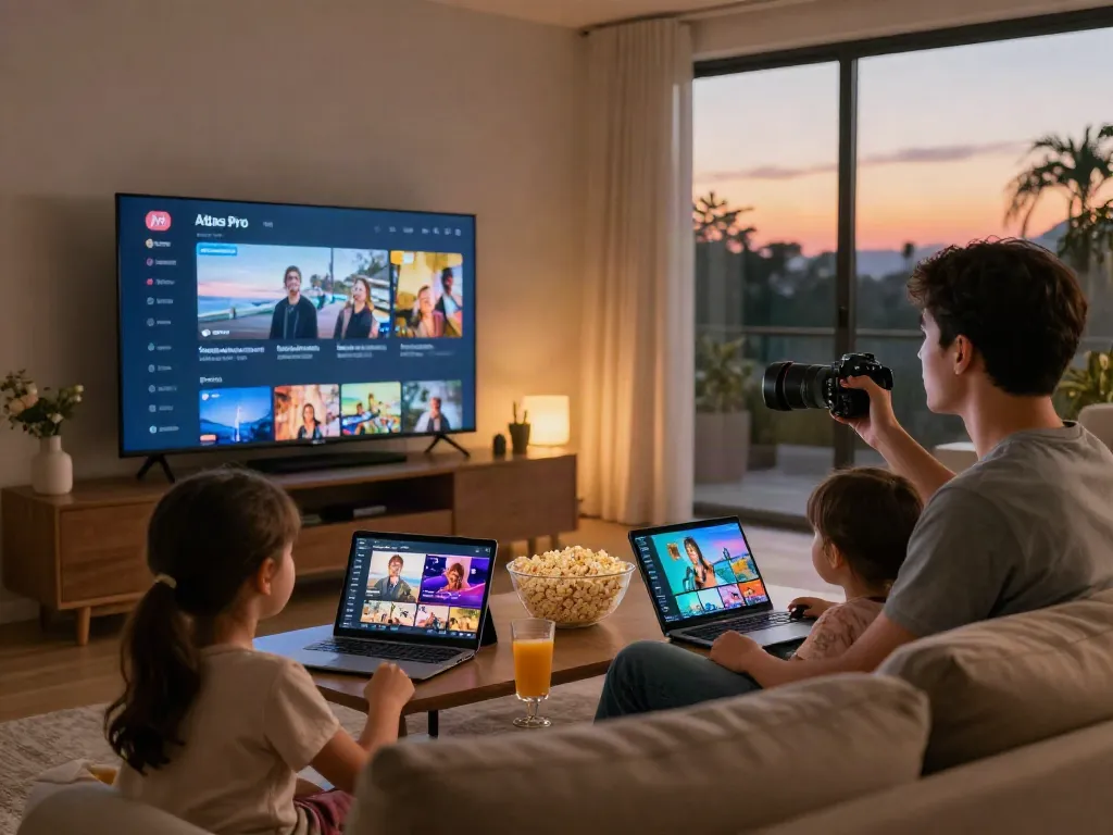 Expérience de divertissement en famille avec atlas pro ontv sur Smart TV.